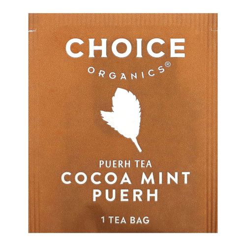Choice Organic Teas, Puerh Tea, какао и мята, 16 чайных пакетиков, 32 г (1,12 унции)