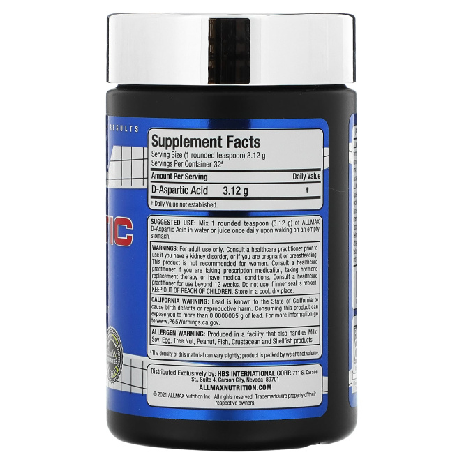 ALLMAX Nutrition, D-аспарагиновая кислота, 100 г