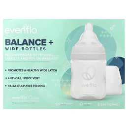 Evenflo Feeding, Balance+, флаконы, широкая, для детей от 0 месяцев, медленный поток, 3 флакона по 150 мл (5 унций)
