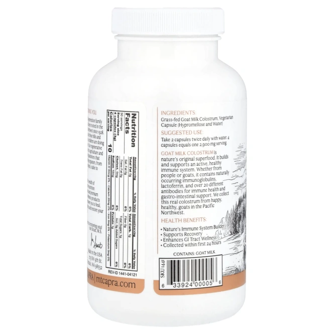 Mt. Capra, КапраКолостум, Колострум из козьего молока, 120 капсул