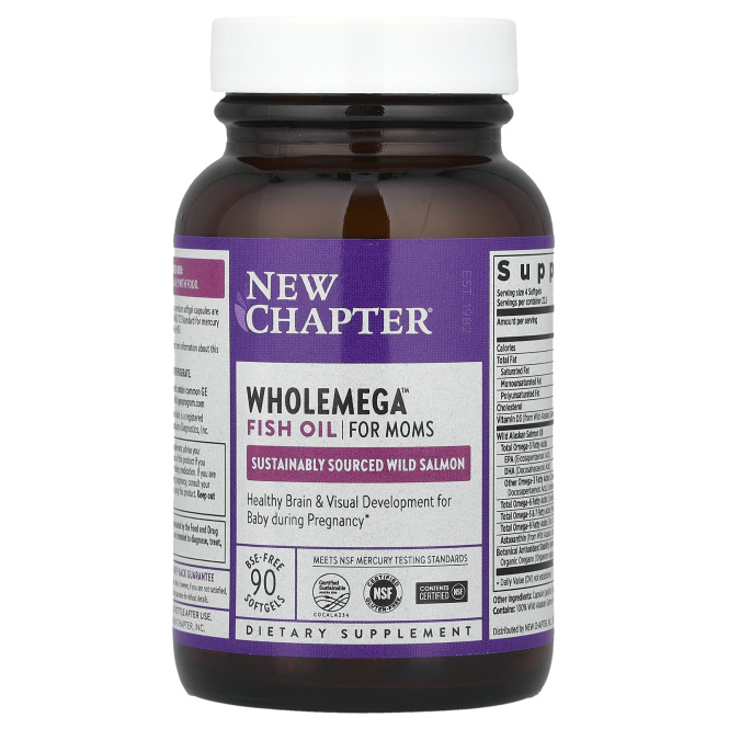 New Chapter, Wholemega, Prenatal, 500 мг, 90 гелевых капсул