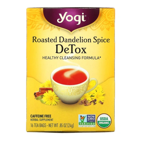 Yogi Tea, Roasted Dandelion Spice Detox, без кофеина, 16 чайных пакетиков, 0,85 унц. (24 г)