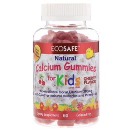 CORAL LLC, Жевательные конфеты с кальцием для детей, со вкусом вишни, 60 жевательных таблеток