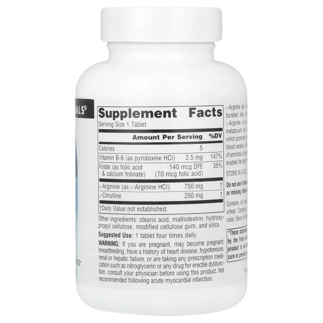 Source Naturals, L-аргинин и L-цитруллин, 60 таблеток