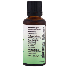 Now Foods, Органические эфирные масла, 100% чистое масло орегано, 1. ж. унц. (30 мл)