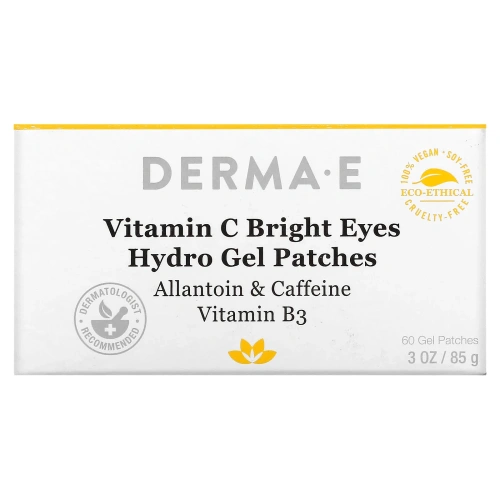 Derma E, Bright Eyes, гидрогелевые патчи с витамином C, 60 патчей, 85 г (3 унции)