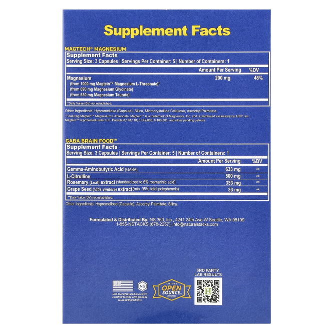 Natural Stacks, Sleep Stack, 2 флакона, 15 вегетарианских капсул в каждой