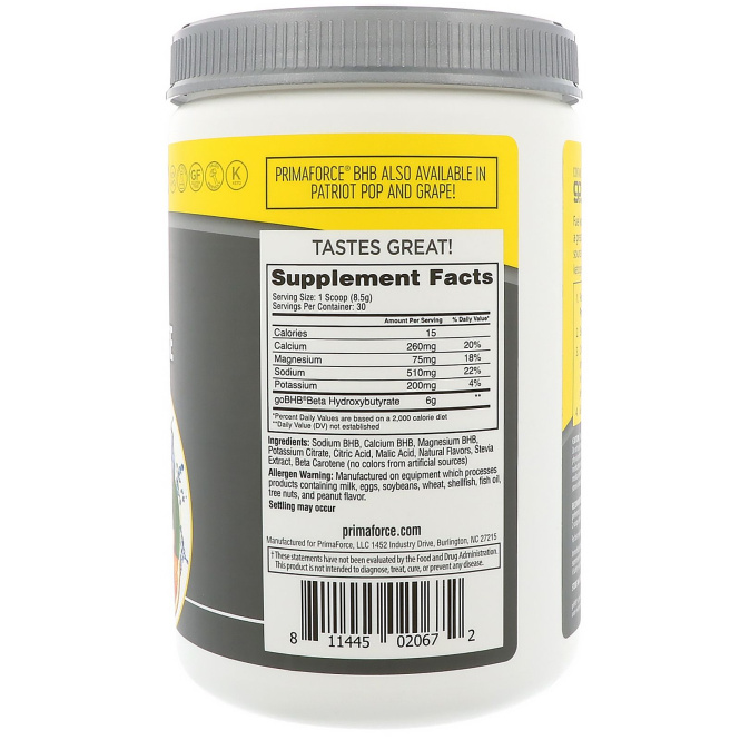 Primaforce, BHB, Бета-гидроксибутират, апельсин и манго, 8,9 унц. (255 г)