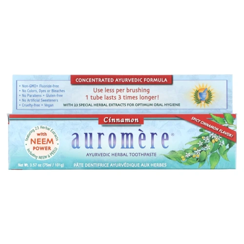 Auromere, Аюрведическая травяная Зубная паста с пряной корицей 3,57 унции