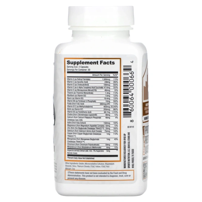 RYSE, Vitafocus, мультивитамины и ноотропы, 60 желатиновых капсул