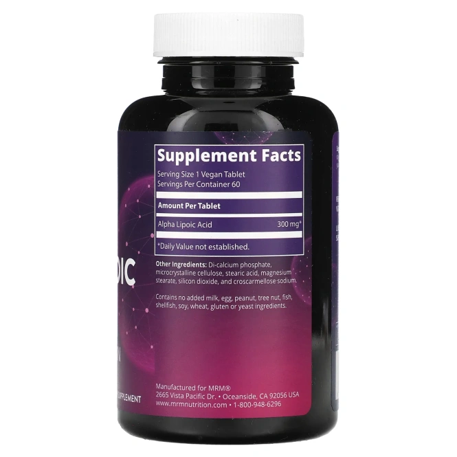 MRM, Альфа-липоевая кислота, 300 мг, 60 веганских таблеток