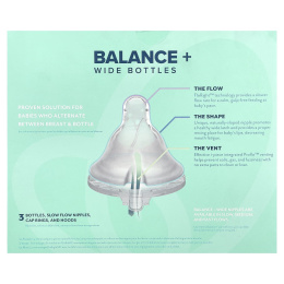 Evenflo Feeding, Balance+, флаконы, широкая, от 0 месяцев, медленное поток, 3 флакона по 270 мл (9 унций)