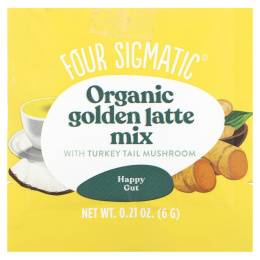 Four Sigmatic, смесь для приготовления органического золотого латте с трутовиком разноцветным, без кофеина, 10 пакетиков по 6 г (0,21 унции)