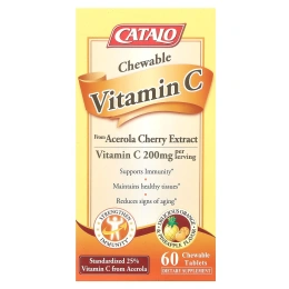 CATALO, жевательный витамин C, апельсин и ананас, 200 мг, 60 жевательных таблеток (100 мг в 1 таблетке)