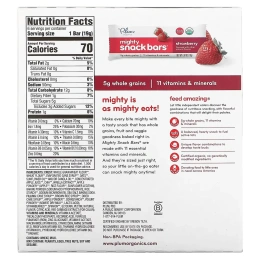 Plum Organics, батончики Mighty Snack Bars, клубника, 6 батончиков, 0,67 унций (19 г) каждый