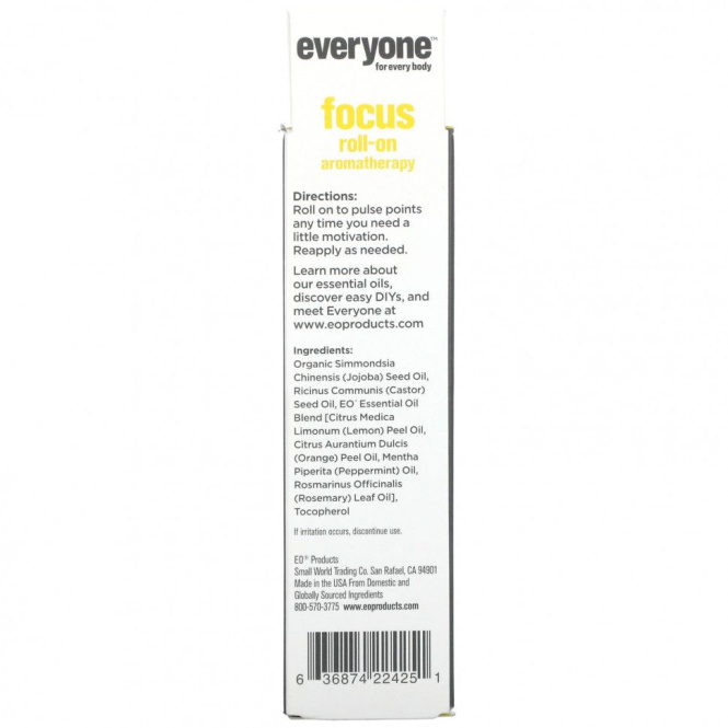 Everyone, Шариковая ароматерапия, для фокусировки, 10 мл (0,33 жидк. Унции)
