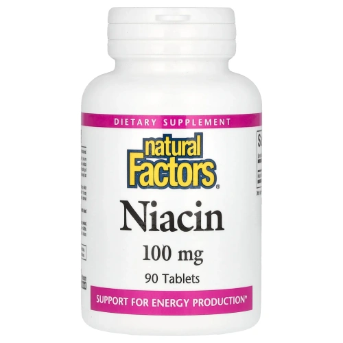 Natural Factors, Ниацин, 100 мг, 90 таблеток