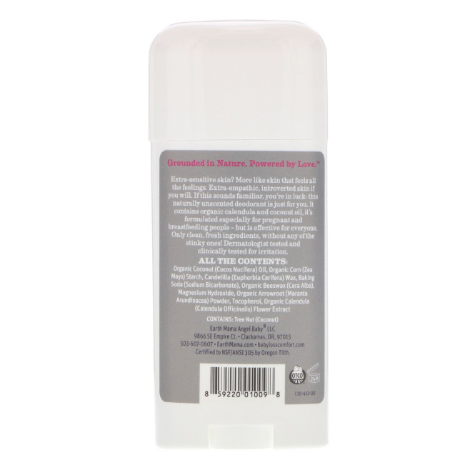 Earth Mama, Дезодорант, натуральный, без запаха, 3 унц. (85 г)