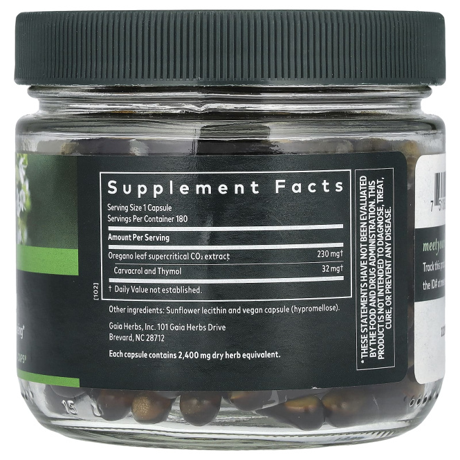 Gaia Herbs, Масло орегано`` 180 веганских жидких фитокапсул