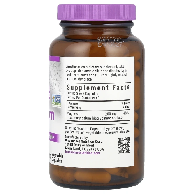 Bluebonnet Nutrition, Хелатный магний, 120 овощных капсул