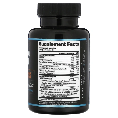 Snap Supplements, Brain Food, экстракт бакопы, 60 капсул