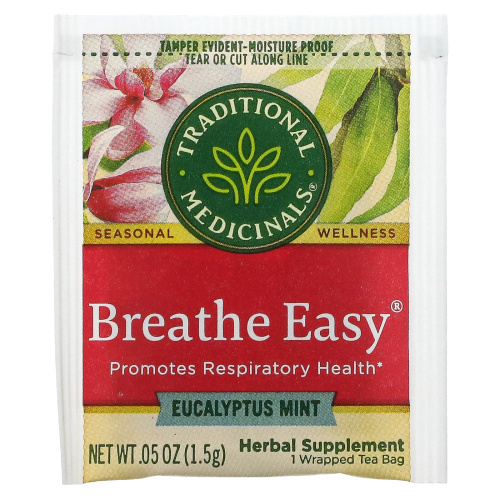 Traditional Medicinals, Органический сезонный чай Breathe Easy - Эвкалиптовая мята 16 шт.