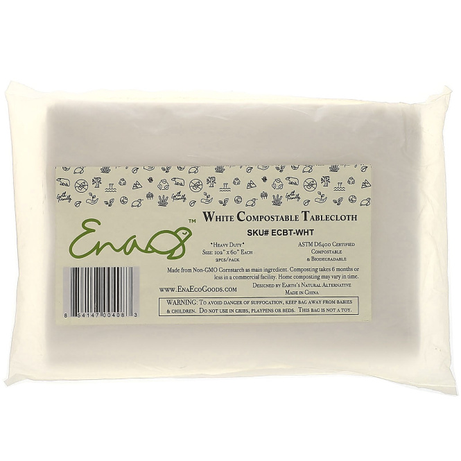 Earth's Natural Alternative, Compostable Tablecloth, White, 2 Count