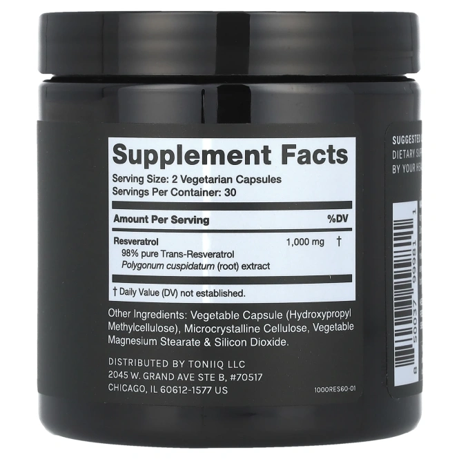 Toniiq, Ресвератрол 1000, 60 капсул
