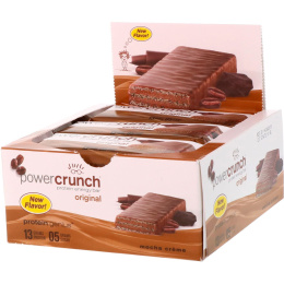 BNRG, Power Crunch Протеиновый энергетический батончик, Оригинальный, Мокко и сливки, 12 батончиков, 1,4 унц. (40 г)  каждый