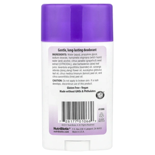 NutriBiotic, Дезодорант, лаванда, 75 г (2,6 унции)