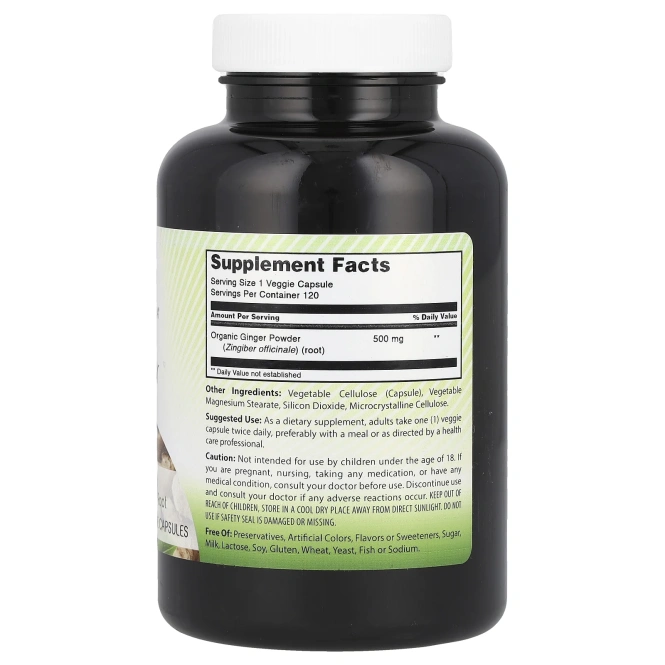 Amazing India, Имбирь, 500 мг, 120 растительных капсул