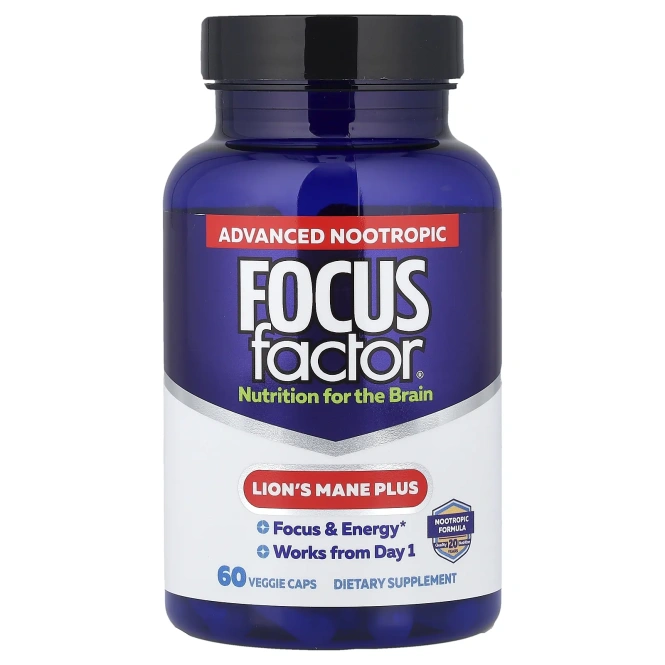 Focus Factor, ежовик гребенчатый, 60 растительных капсул