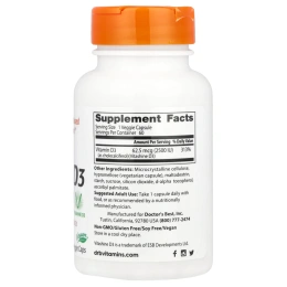 Doctor's Best, Vegan D3 с Vitashine D3, 2500 МЕ, 60 вегетарианских капсул