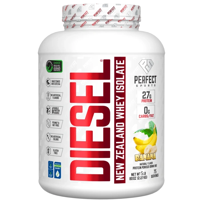 PERFECT Sports, Diesel, изолят сыворотки из Новой Зеландии, банан, 2,27 кг (5 фунтов)
