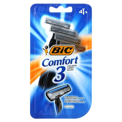 BIC, Comfort 3, одноразовые бритвенные станки, 4 шт.