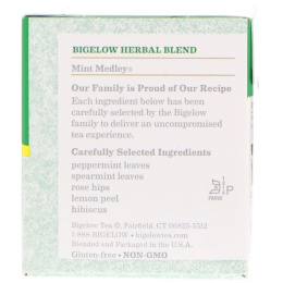 Bigelow, Herbal Tea, Mint Medley, Caffeine Free, 20 Tea Bags, 1.30 oz (36 g)
