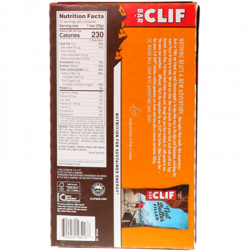 Clif Bar, Энергетический батончик с ореховым маслом, карамель, шоколад, арахисовое масло, 12 батончиков, 1,76 унц. (50 г) каждый