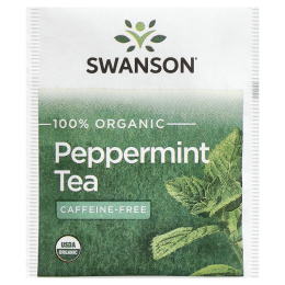 Swanson, 100% органический чай с перечной мятой, без кофеина, 20 чайных пакетиков, 30 г (1,05 унции)