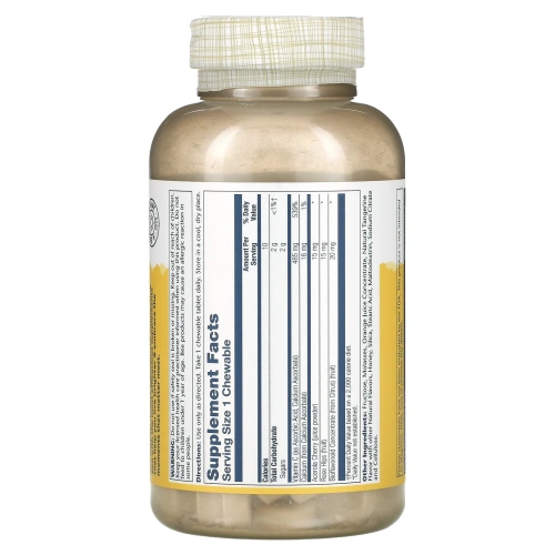 Solaray, Витамин С, жевательные пастилки, натуральный апельсиновый ароматизатор, 500 мг, 100 пастилок