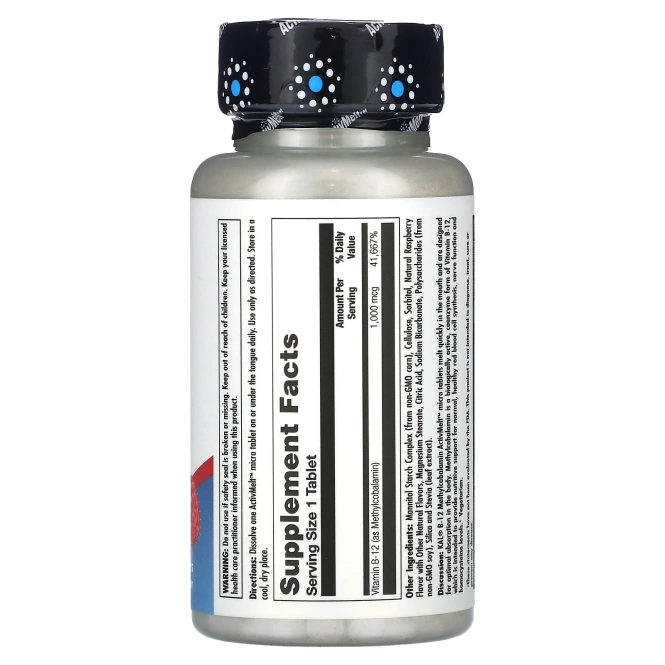 KAL, B-12 Метилкобаламин (1000 мкг) Красная малина 90 таблеток