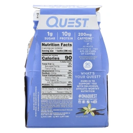 Quest Nutrition, холодный кофе, ванильный латте, 4 флакона по 296 мл (10 жидк. унций)