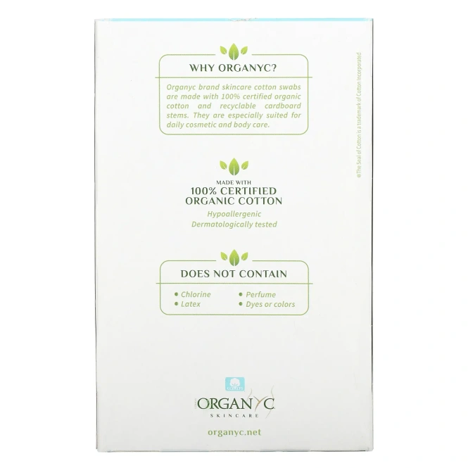 Organyc, Beauty, Органические хлопковые ватные палочки, 200 штук