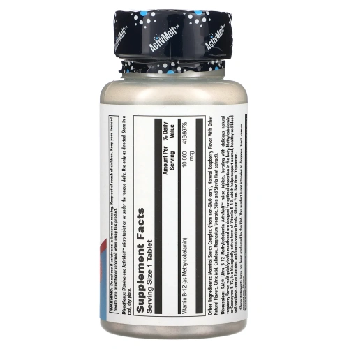 KAL, Ультра B-12 метилкобаламин ActivMelt, со вкусом клубники, 10000 мкг, 30 микротаблеток