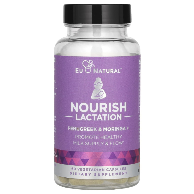 Eu Natural, Nourish Lactation, пажитник и моринга +, 60 вегетарианских капсул