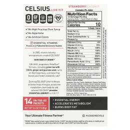 Celsius, Live Fit, клубника и кокос, 14 упаковок, по 5,2 г (0,18 унции)