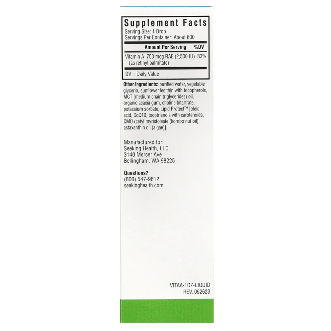 Seeking Health, Витамин A в каплях, 1500 мкг RAE / капли, 30 мл (1 жидк. Унция)