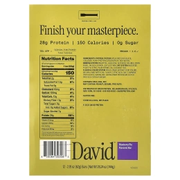 David Protein, Protein Bar, Blueberry Pie, 12 Bars, 2.19 oz (62 g) Each