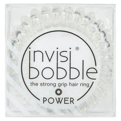 Invisibobble, Кольцо для волос Power, Strong Grip, кристально чистое, 3 шт. В упаковке