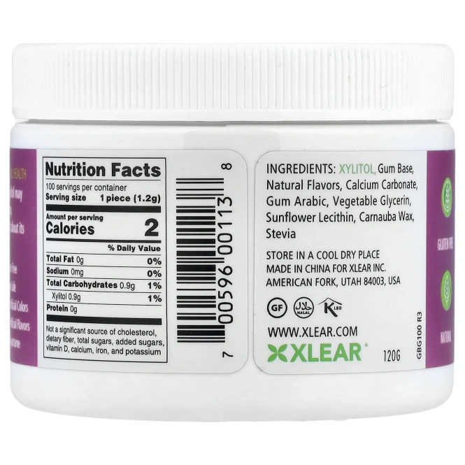 Xlear, Spry®, жевательная резинка без сахара, натуральная жевательная резинка, 100 шт.