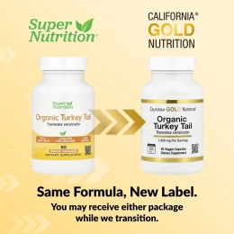 California Gold Nutrition, органический гриб трутовик разноцветный, 60 растительных капсул (0,5 г в 1 капсуле)